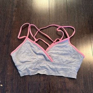 Lululemon grey and pink strappy bra size 8